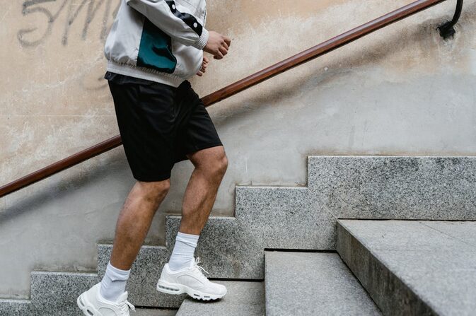 man taking stairs